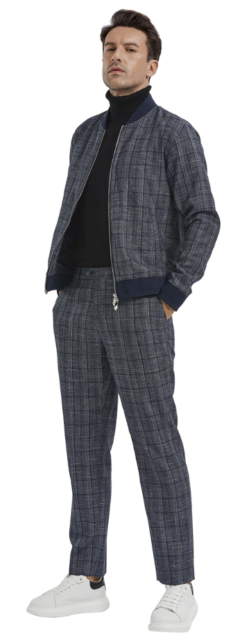 Tazio Men s 2 Piece Track Suit Set Glen Plaid Pattern