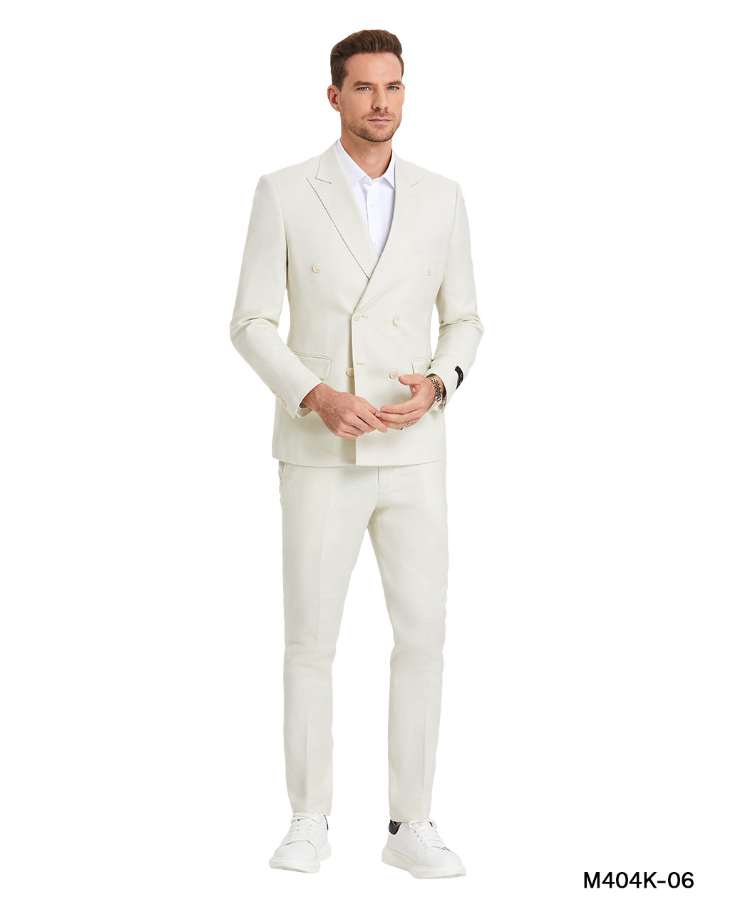 Stacy Adams Men s 2 Piece Executive Suit Double Breasted Ivory 52R CCO Menswear