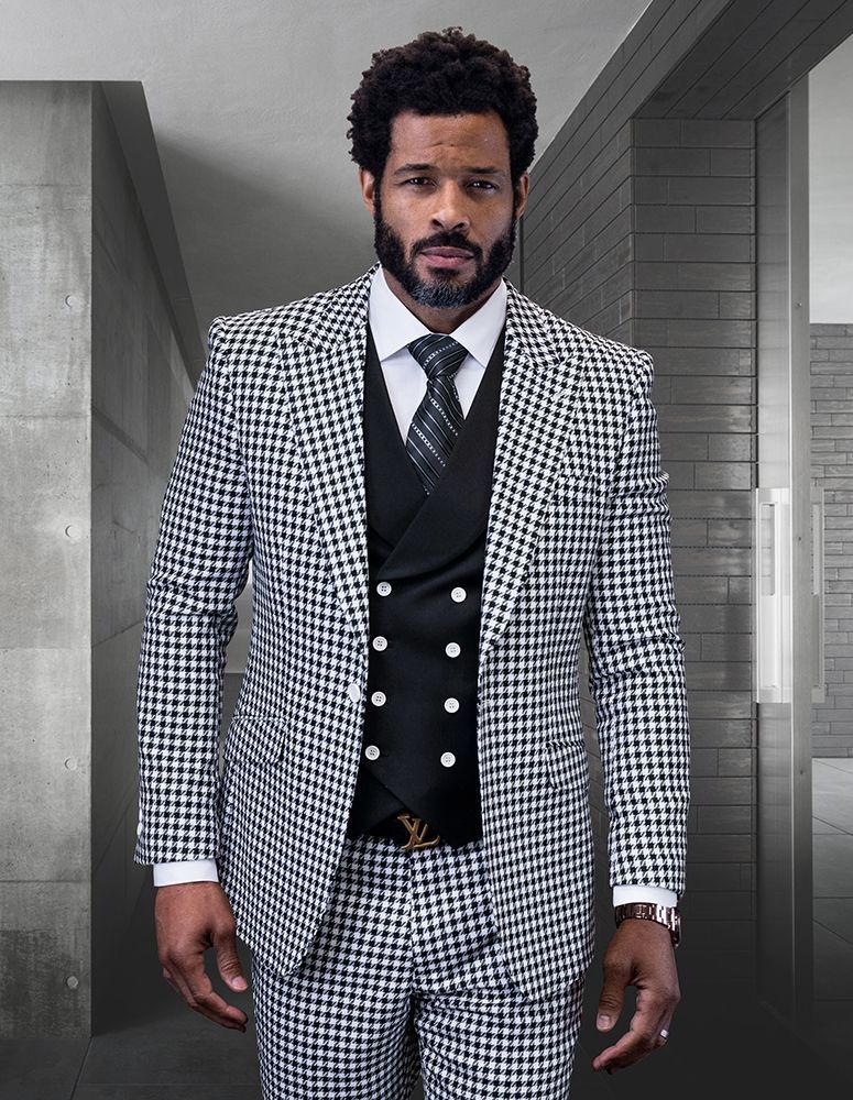 Black and white checkered tuxedo deals