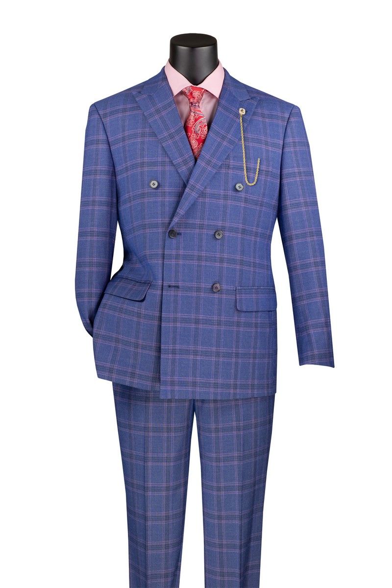 Vinci Men's Outlet 2 Piece Modern Fit Suit - Glen Plaid