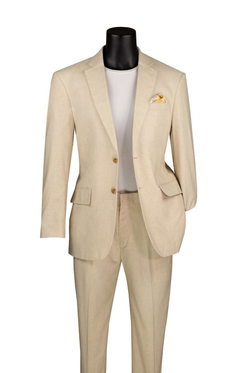 Vinci Men's 2 Piece Modern Fit Linen Suit - Light Colors Vinci Men's 2 Piece Modern Fit Linen Suit - Light Colors