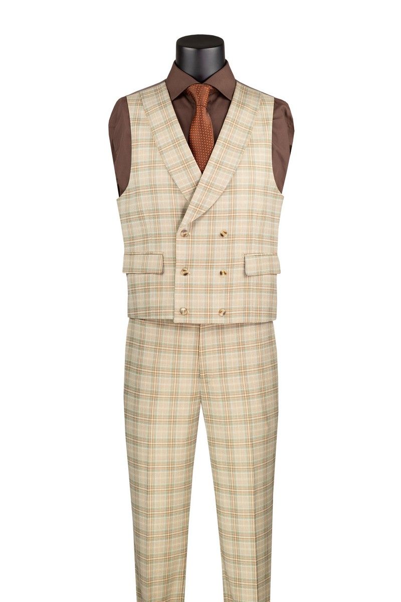 CAPUCCI | 3PC-VBD-MF | 3PC STRETCH PLAID VESTED SUIT