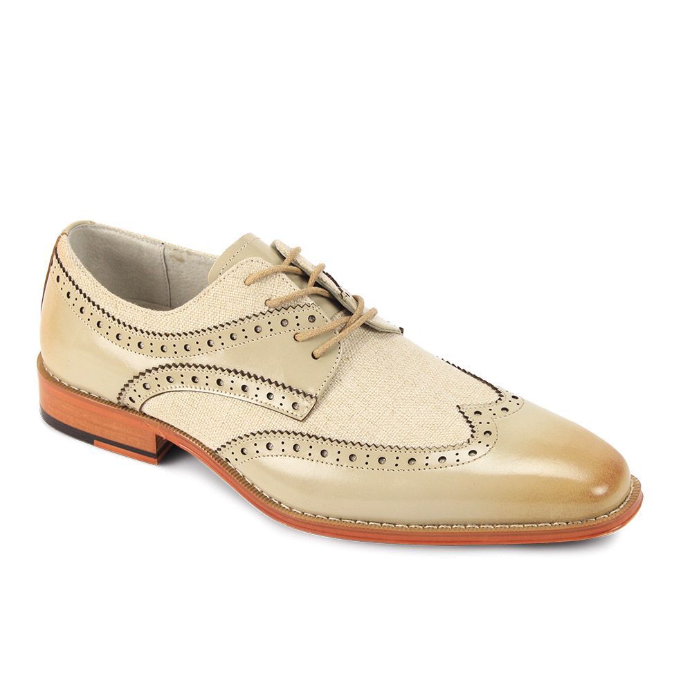 Giovanni Men's Leather Dress Shoe - Fabric Accent - White - 9 - CCO Menswear Giovanni Men's Leather Dress Shoe - Fabric Accent - White - 9 - CCO Menswear