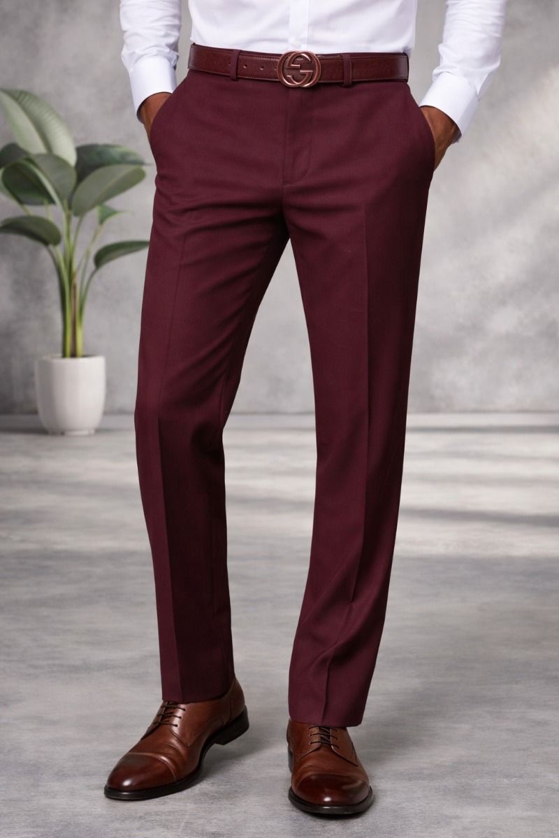green emerald velvet dress Slim Fit Men Suit S-2PP-Burgundy, Burgundy / 48r main image 1