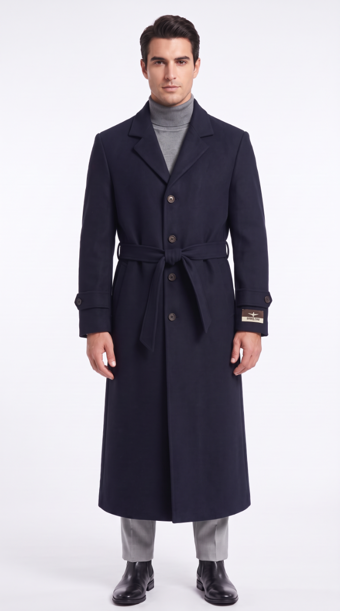Carmel Zhao Men's Full Length Top Coat - Belt Closure