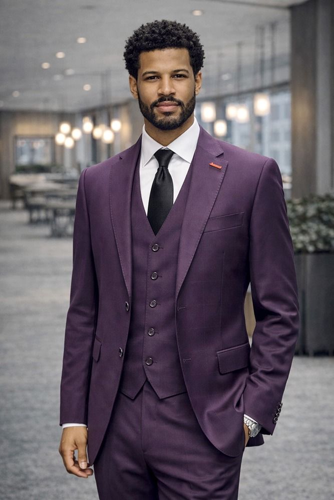 Statement Men's 3 Piece 100% Wool Modern Fit Suit - Subtle Textured