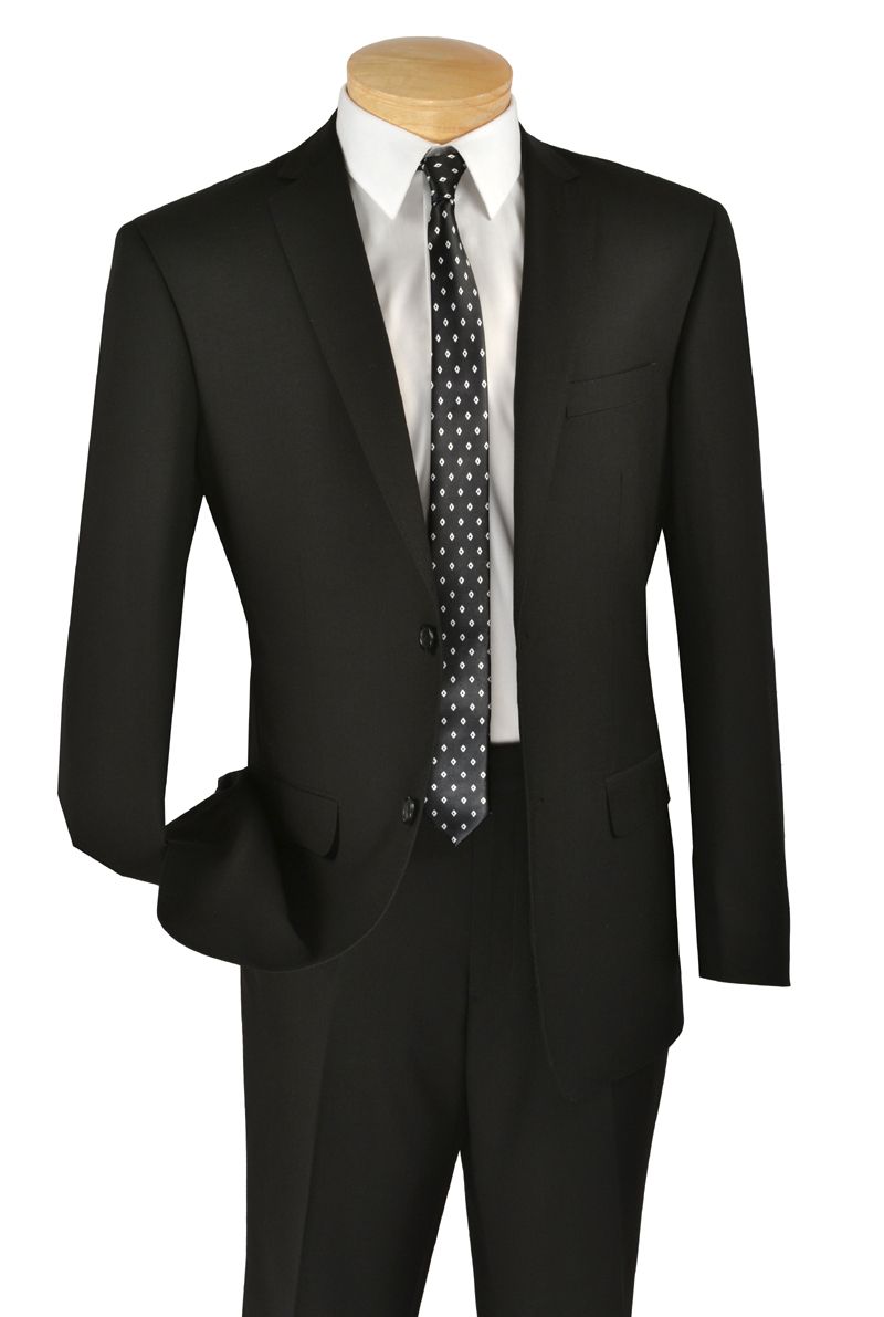 Men's 2 Button European Slim Fit Cheap Priced Business Suits Clearance Sale in Black main image 0