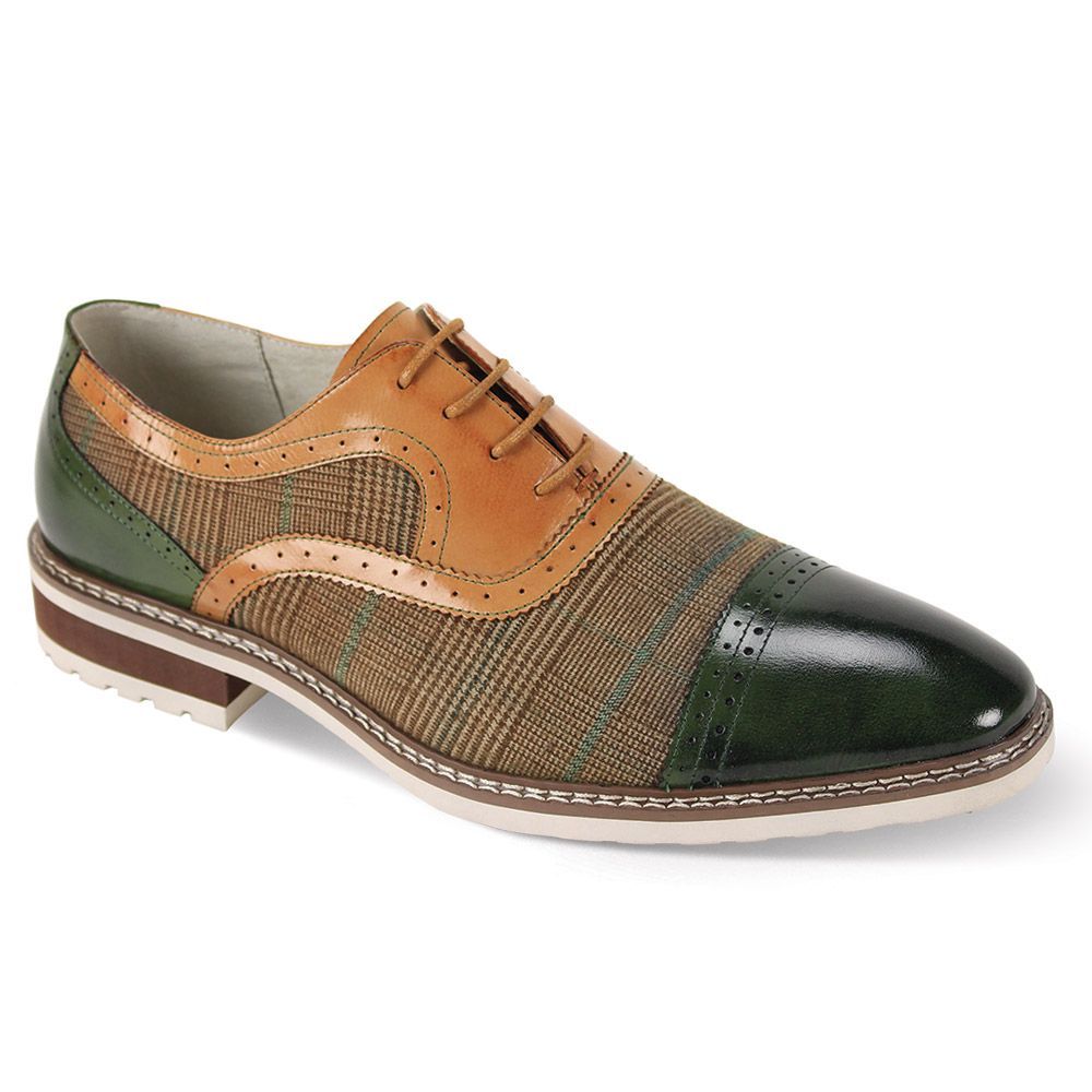 Giovanni Men s Leather Dress Shoe Plaid Accent Panel