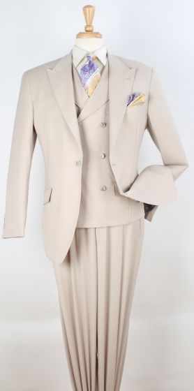 Apollo King Men's Outlet 3pc 100% Wool Suit - 6 Button High Fashion Vest