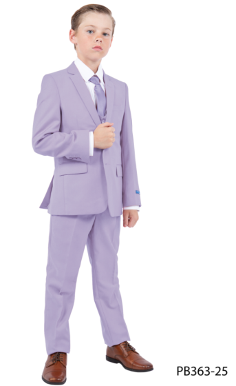 CCO Outlet Boy's 5 Piece Suit with Shirt & Tie - U Shaped Vest