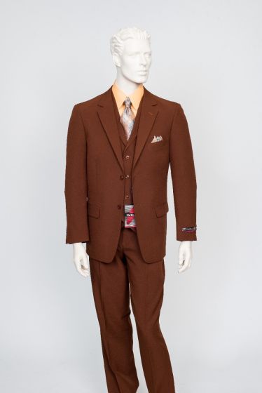 Zacchi Men's 3 Piece Poplin Outlet Suit - Solid Color Side Vents