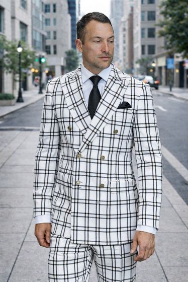 White Suit Mens Double Breasted Suits