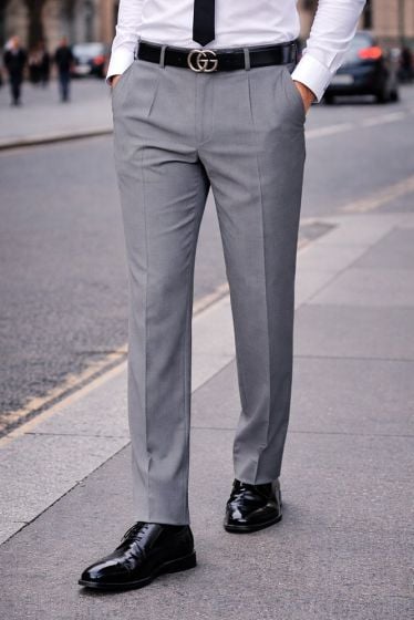 Charcoal Mens Pleated Pants