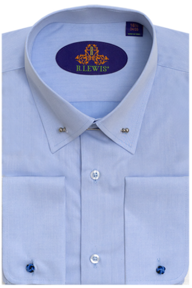 Light Blue Dress Shirt for Men Collar Bar French Cuff Shirts
