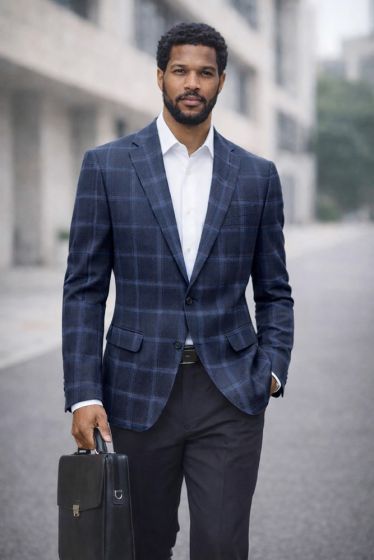 Blue Blazer Single Breasted Jacket Men's Coats