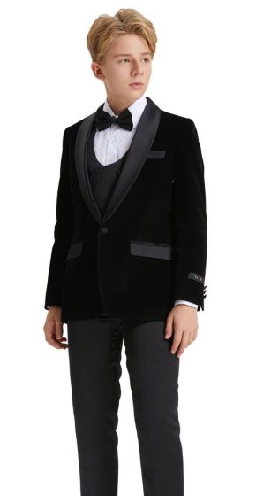 Tazio Boy's Outlet 5 Piece Suit with Shirt & Tie - Velvet Suit