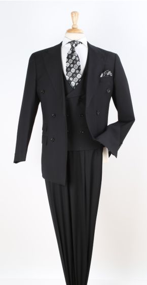Apollo King Men's Outlet 3 Piece 100% Wool Suit - Contemporary Design