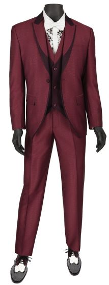 Vinci Men's 3 Piece Wool Feel Slim Fit Suit - Fashion Accents