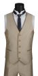 Vinci Men's 3 Piece Wool Feel Slim Fit Suit - Trimmed Lapel
