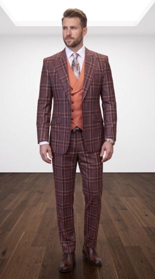 Copper Suit Mens Wool Suits Modern Fit Suit