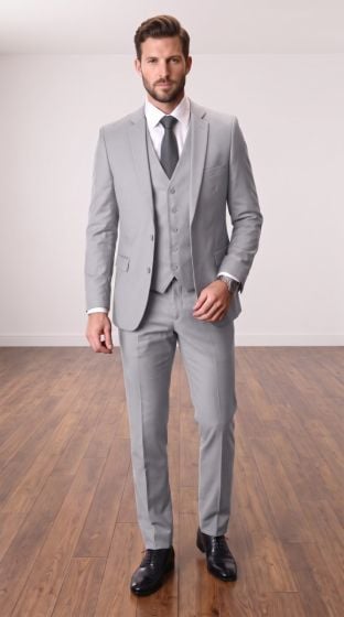 Ash Mens 3 Piece Notched Lapel Wool Suit