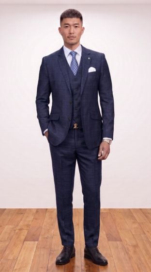 Statement Men's Outlet 3 Piece 100% Wool Modern Fit Suit - Fashion Plaid