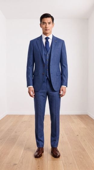Sapphire Suit Mens 3 Piece Suits Plaid Suit