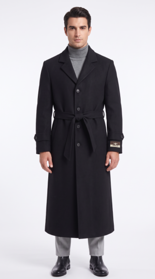 Black Trench Coat Mens Overcoat