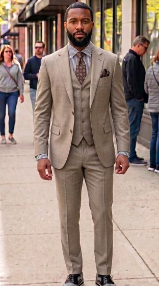 Tan Suit Sleek Suits Modern Fit Suit for Men