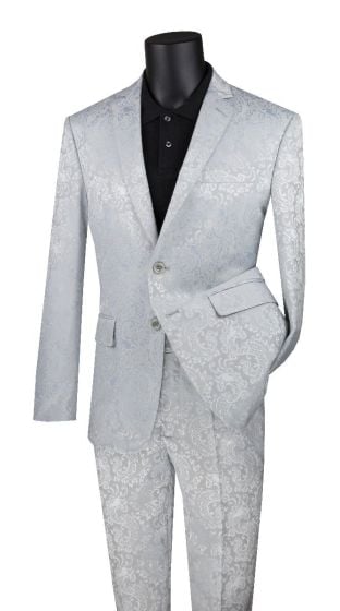 CCO Men's Outlet 2 Piece Slim Fit Suit - Stylish Accented Patterns
