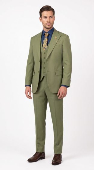 Moss Suit Mens 3 Piece Suit Peak Lapel