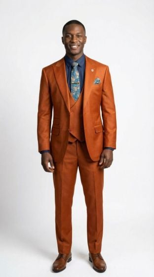 CCO Men's Outlet 3 Piece Wool Feel Sharkskin Suit - Adjustable Waistband