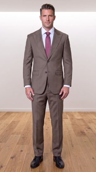 Taupe Tailored Suit Peak Lapel
