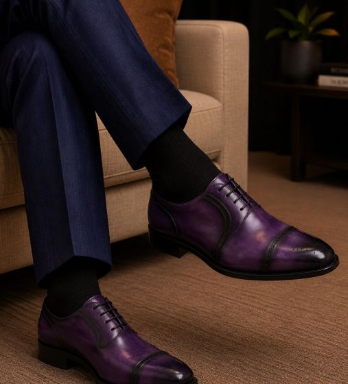 Purple Dress Shoes Men's Oxford Shoes Purple Patina
