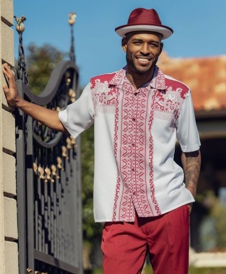 Burgundy Walking Suit Mens Matching Sets
