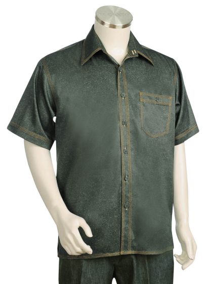 Canto Men's Outlet 2 Piece Short Sleeve Walking Suit  - Shiny Solid