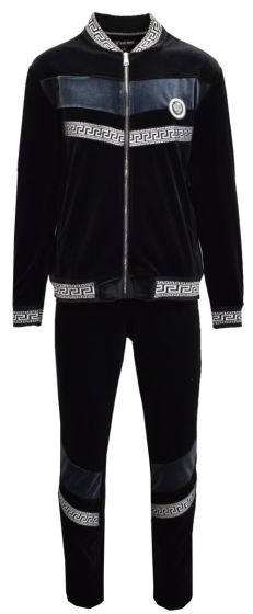 Stacy Adams Men's 2 Piece Velour Walking Suit - Bold Stripe