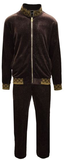 Stacy Adams Men's 2 Piece Velour Walking Suit - Solid Texture