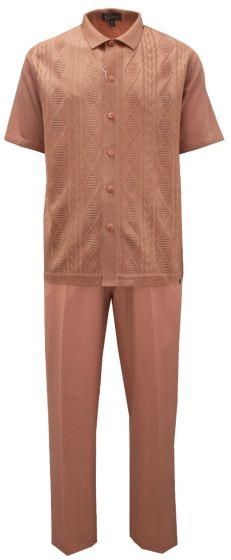 Silversilk Men's 2 Piece Short Sleeve Walking Suit - Textured Diamonds
