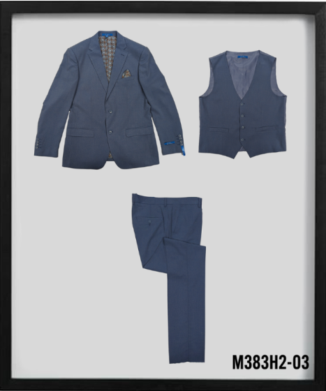 CCO Men's Outlet 3 Piece Hybrid Fit Suit - Notch Lapel