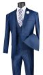 Vinci Men's 3 Piece Modern Fit Suit - Tone on Tone Accents