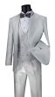 Vinci Men's 3 Piece Sharkskin Slim Fit Suit - Paisley Vest