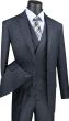 Vinci Men's 3 Piece Wool Feel Classic Suit - Double Breasted Vest
