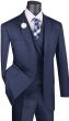 Vinci Men's 3 Piece Wool Feel Classic Suit - Double Breasted Vest