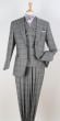 Grey Windowpane 3 Piece Suit for Men Double Breasted Vest Peak Lapel
