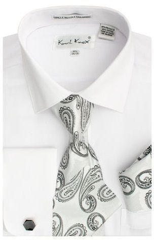 Karl Knox Men's French Cuff Shirt Set - Paisley Tie
