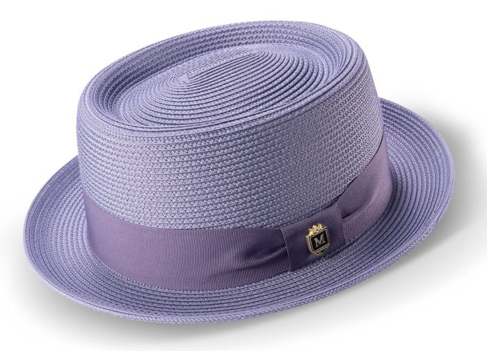 Montique Men's Pork Pie Style Straw Hat - Matching Ribbon Band