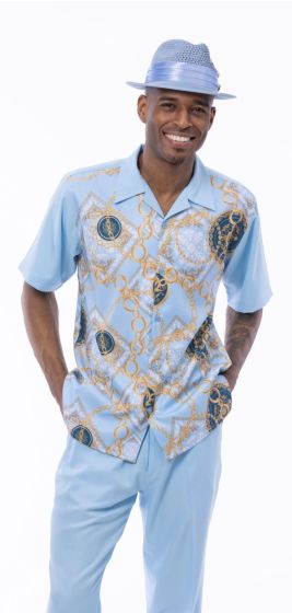 Light Blue Walking Suit Matching Sets for Men