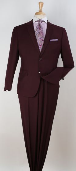 Burgundy Mens Suits 2 Piece Suit Notch Lapel