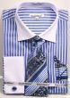 Daniel Ellissa Men's Outlet French Cuff Shirt Set - Two Tone Stripe